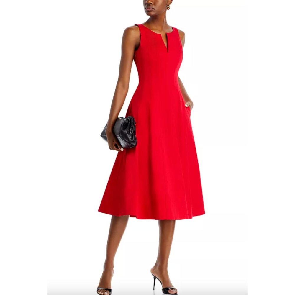 AQUA Red Paneled Fit & Flare Midi Dress – XS, Bloomingdale’s Exclusive